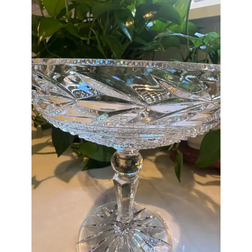 Vintage Galway Crystal “Leah” Compote – Irish Crystal Pedestal Centerpiece Bowl